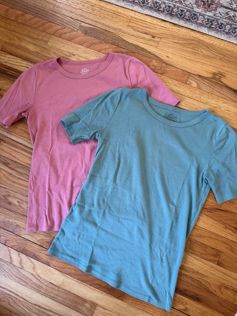 J. Crew Perfect Fit Short-Sleeve Tees in Rose Pink & Teal